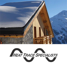 snow covered roof with roof & gutter heat trace melting snow and ice