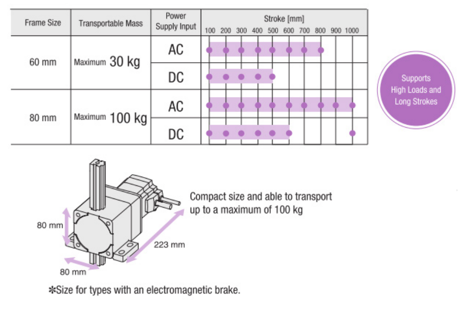 Vertical Operation Can Handle a Max. Transportable Load of 100 kg