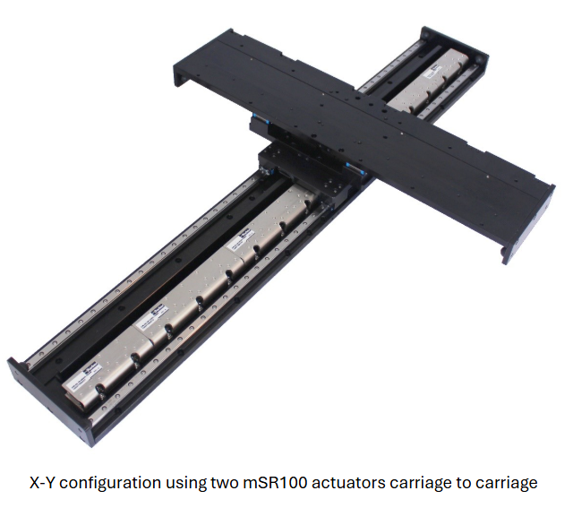 X-Y configuration using two mSR100 actuators carriage to carriage