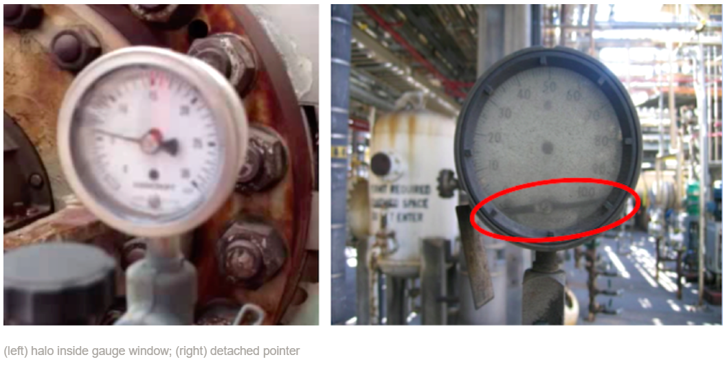 halo inside gauge window, detached pointer