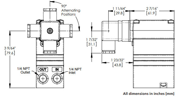 Rotork Fairchild Model TD7500 Low Pressure Electro-Pneumatic Transducer Dimensions