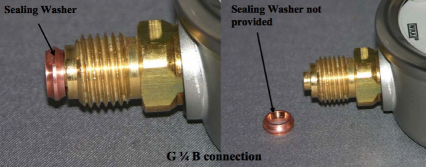 WIKA Sealing washer on a pressure gauge with a G Connection