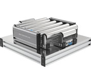 Robotunits Turntable with Powered Roller Conveyor